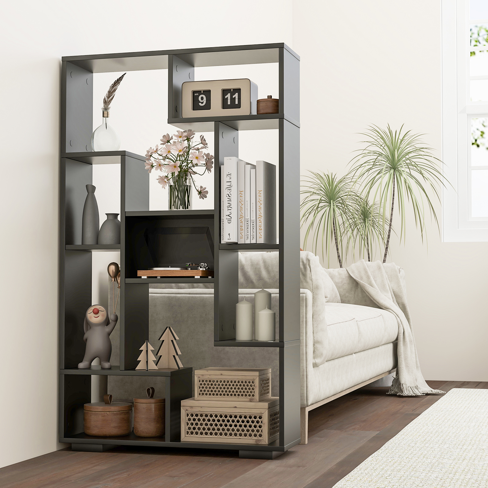 120 Cm Shelf With Multiple Open Shelves, Storage Organizer With Devices