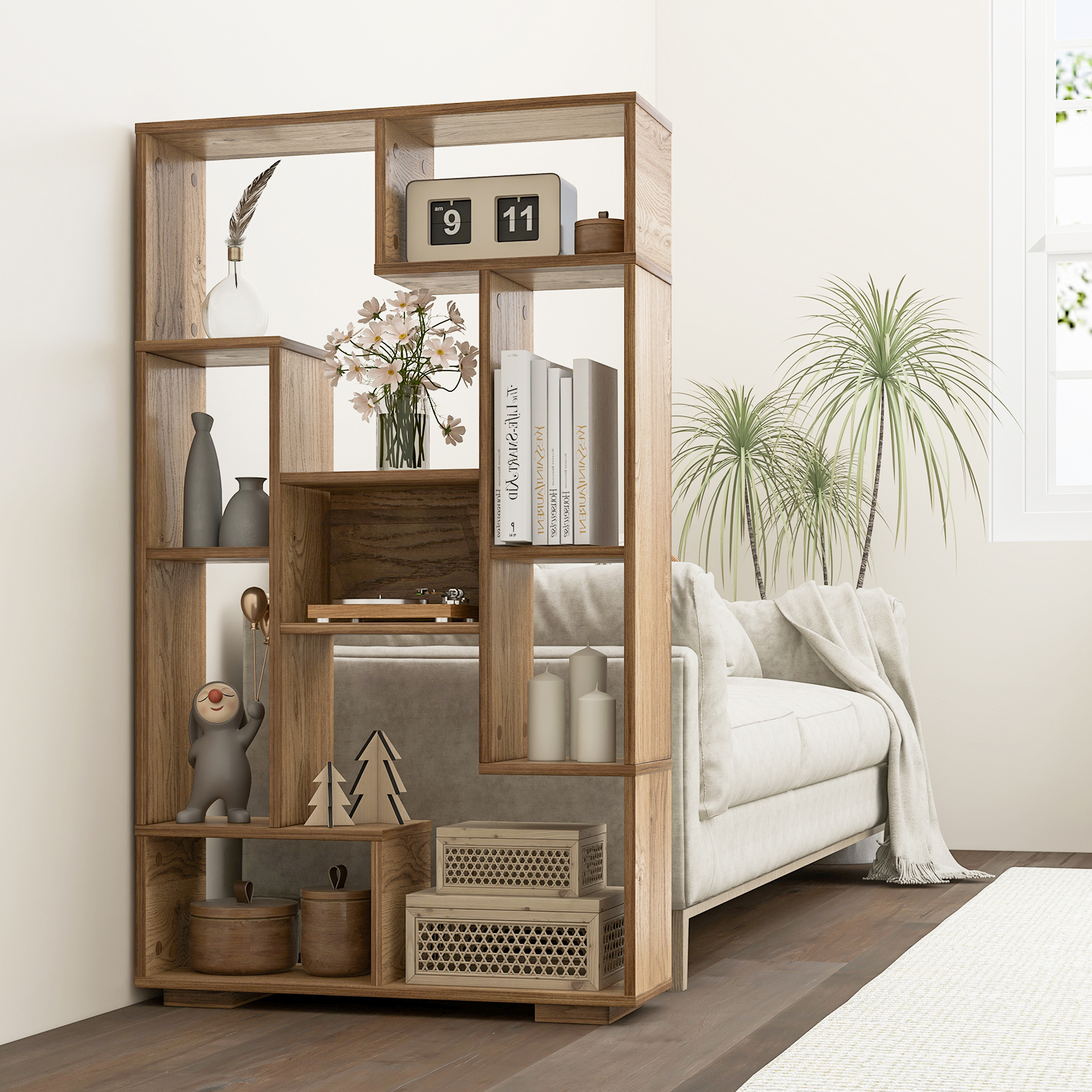 120 Cm Shelf With Multiple Open Shelves, Storage Organizer With Devices