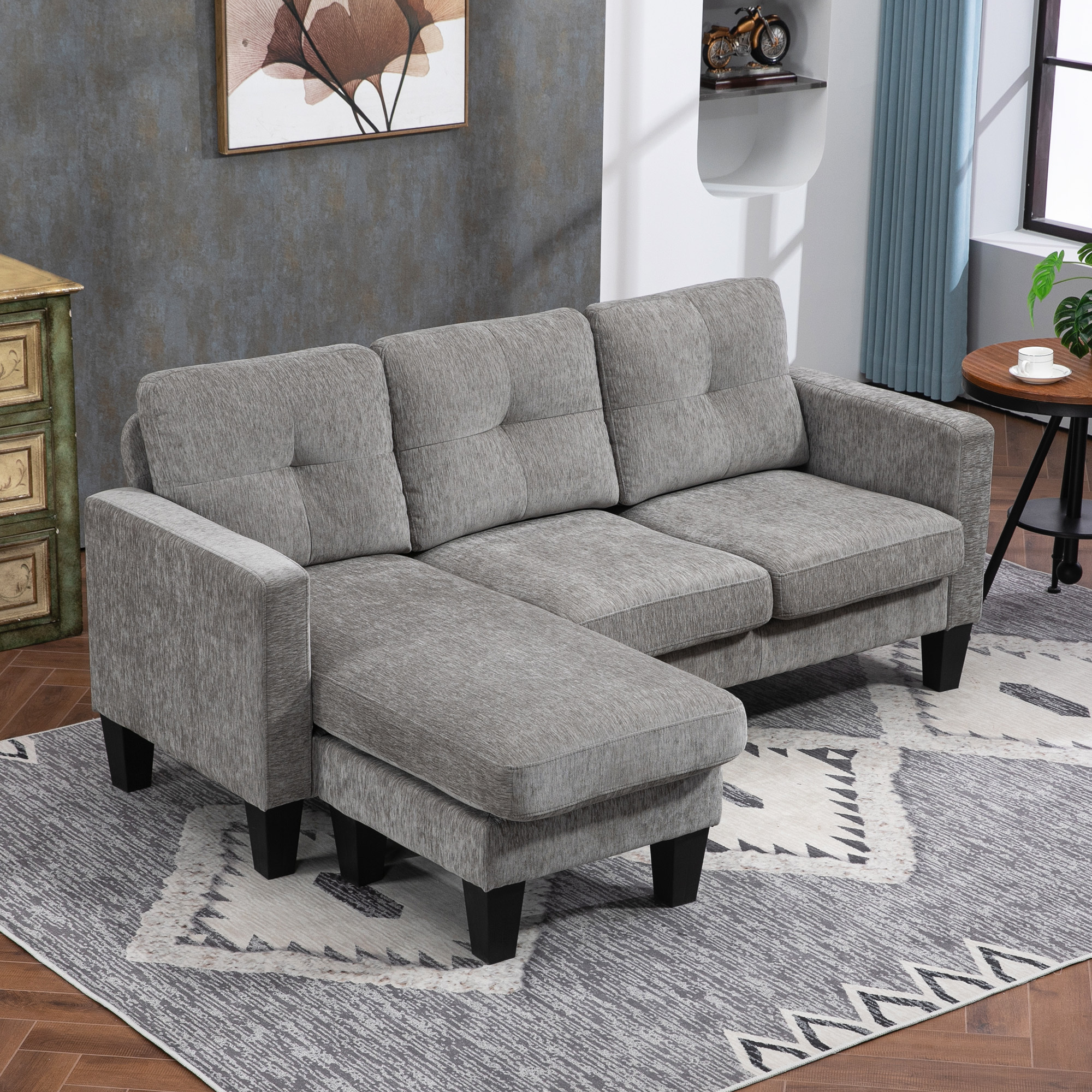 Corner Sofa, Corner Couch With Reversible Chaise Longue, L-shaped Sofa, Upholstered Corner Sofa With Spring Core, With Chenille Optics, 186 X 130 X 84 Cm, Grey-brown