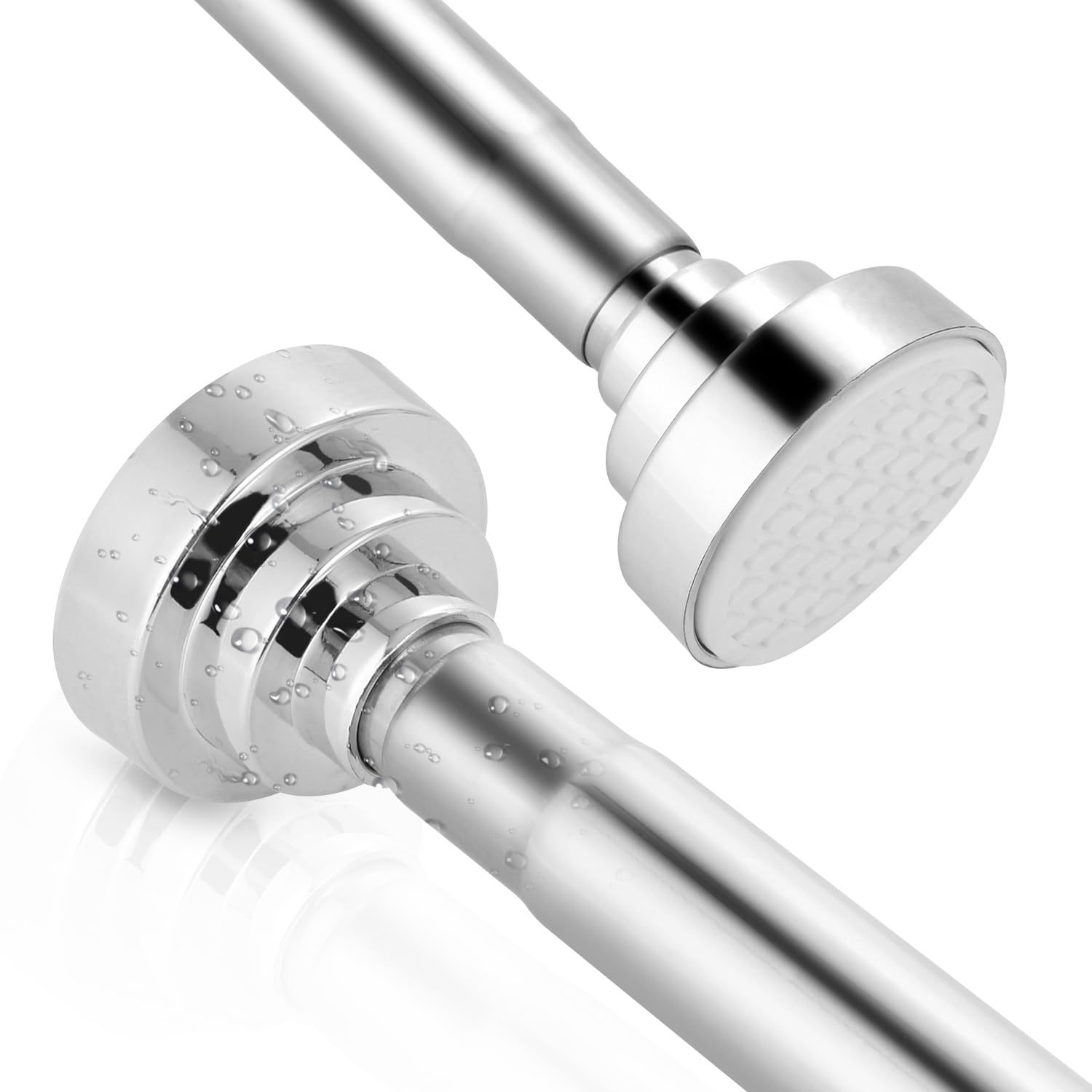 E-shop Vorhangstange ohne Bohren, von 75-255 cm Länge , silberne Teleskopstange, Vorhangstange aus Edelstahl, rutschfest, verstellbar,