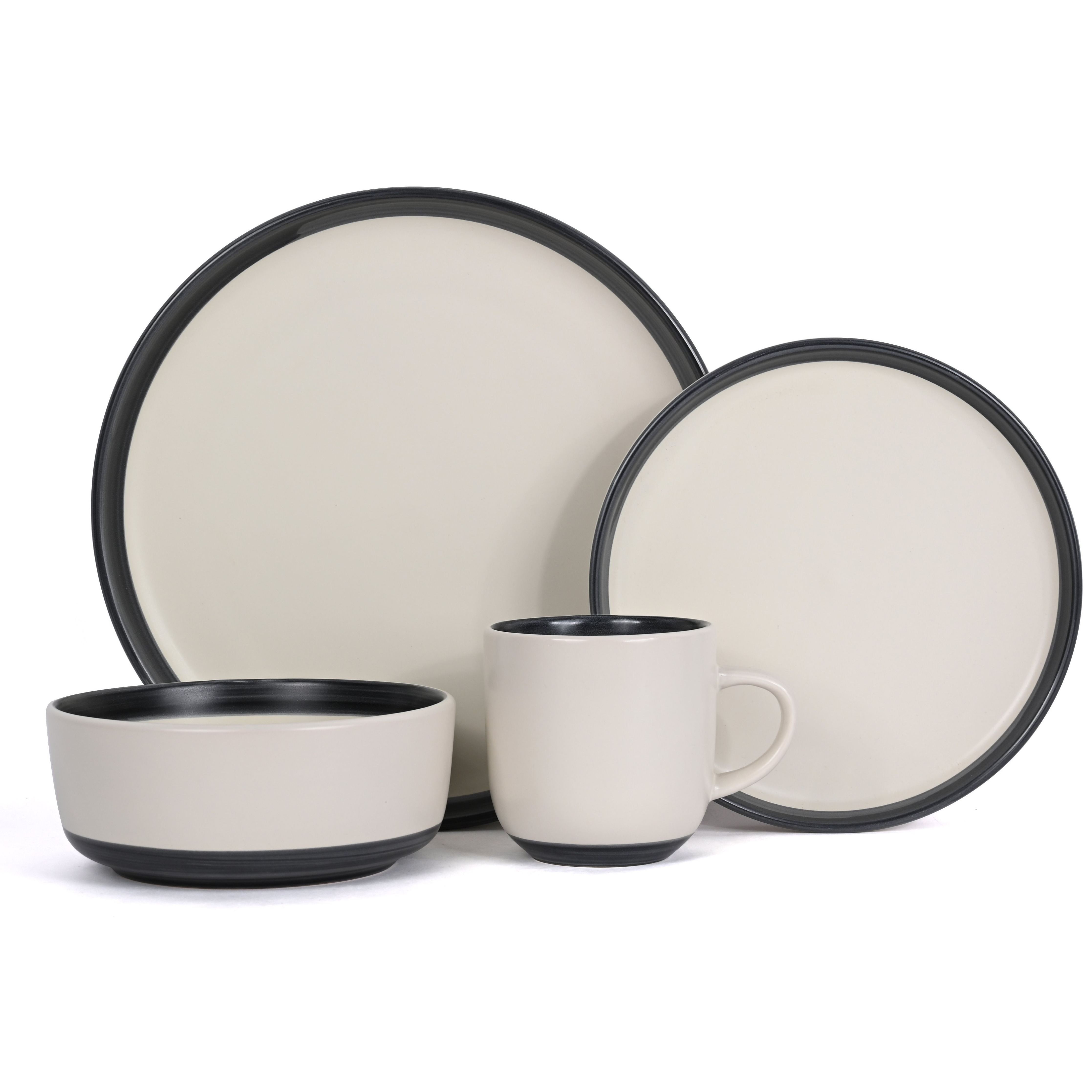 TEMU *** Black Friday *** Hand Brush Stoneware Dinnerware Set, 16 Pieces