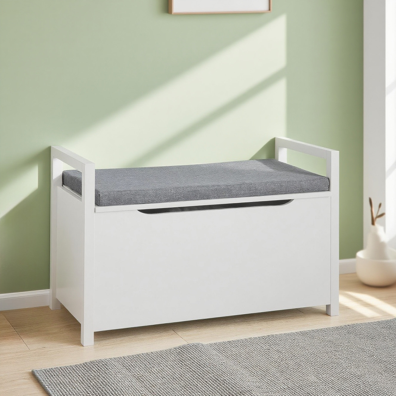Image of 1pc Of Shoe Furniture, Shoe Bench With Storage, Closed With Cushion - Stable Entrance Bench With Drawer 120kg, White 86x38x54cm - Sobuy Gts87-x