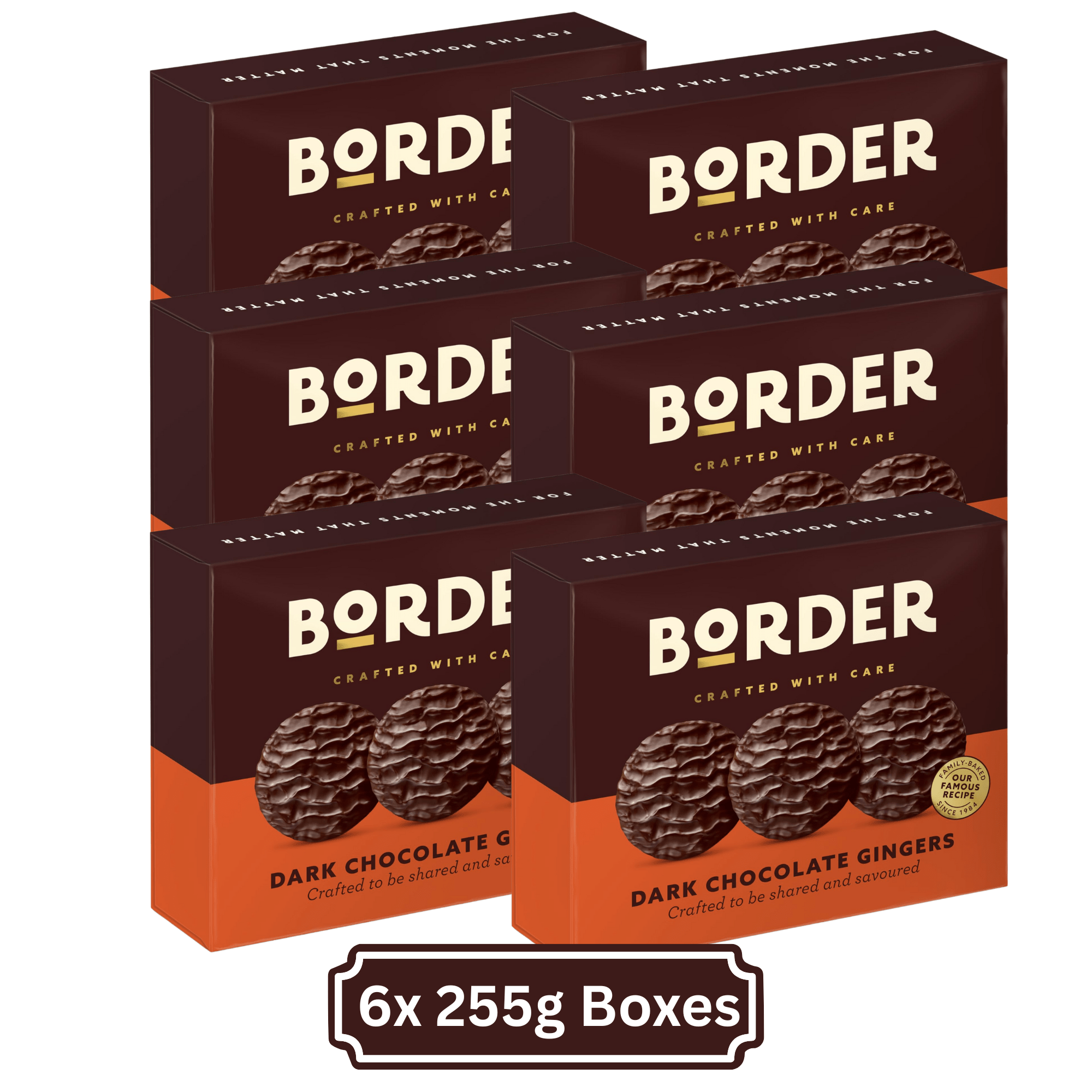 TEMU Border Dark Chocolate Ginger Biscuits Gift Box – 6 X 255g – Uk's No.1 Chocolate Ginger Biscuit – Premium Dark Chocolate With Fiery Ginger