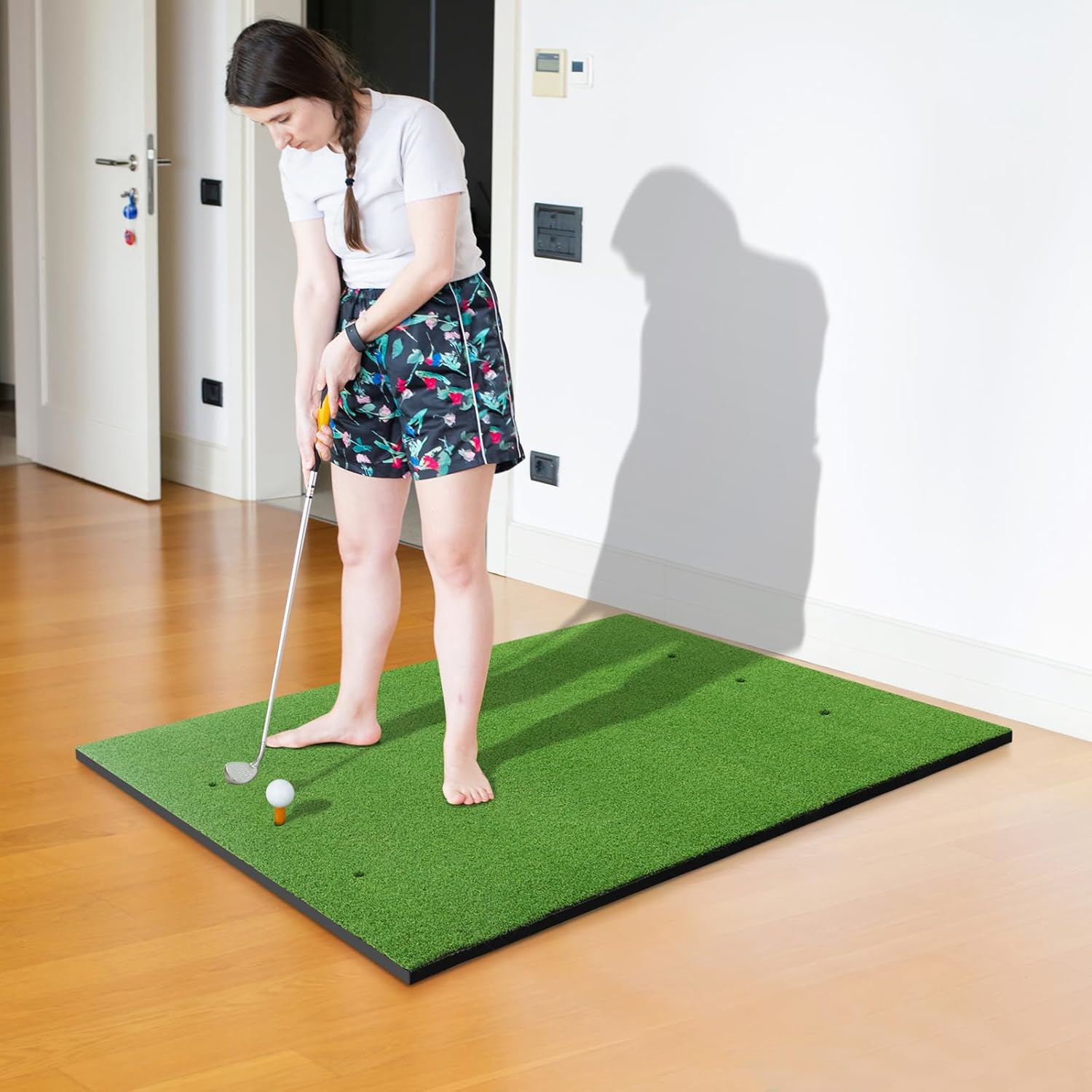 Golf Hitting Mat, Artificial Turf Mat Golf Practice Includes 2 Rubber Tees And 2 Alignment Sticks, Golf Training Mat