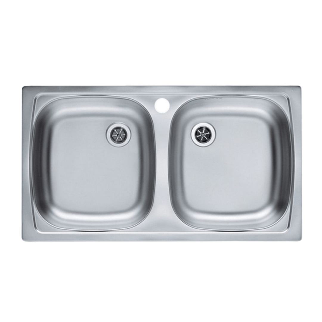Image of Vbchome Stainless Steel Sink 78 X 44 Cm Linen Structure Sink Basin With Faucet Hole Double Basin Built-in Sink Camping Kitchen Sink Drain Kit Fi71