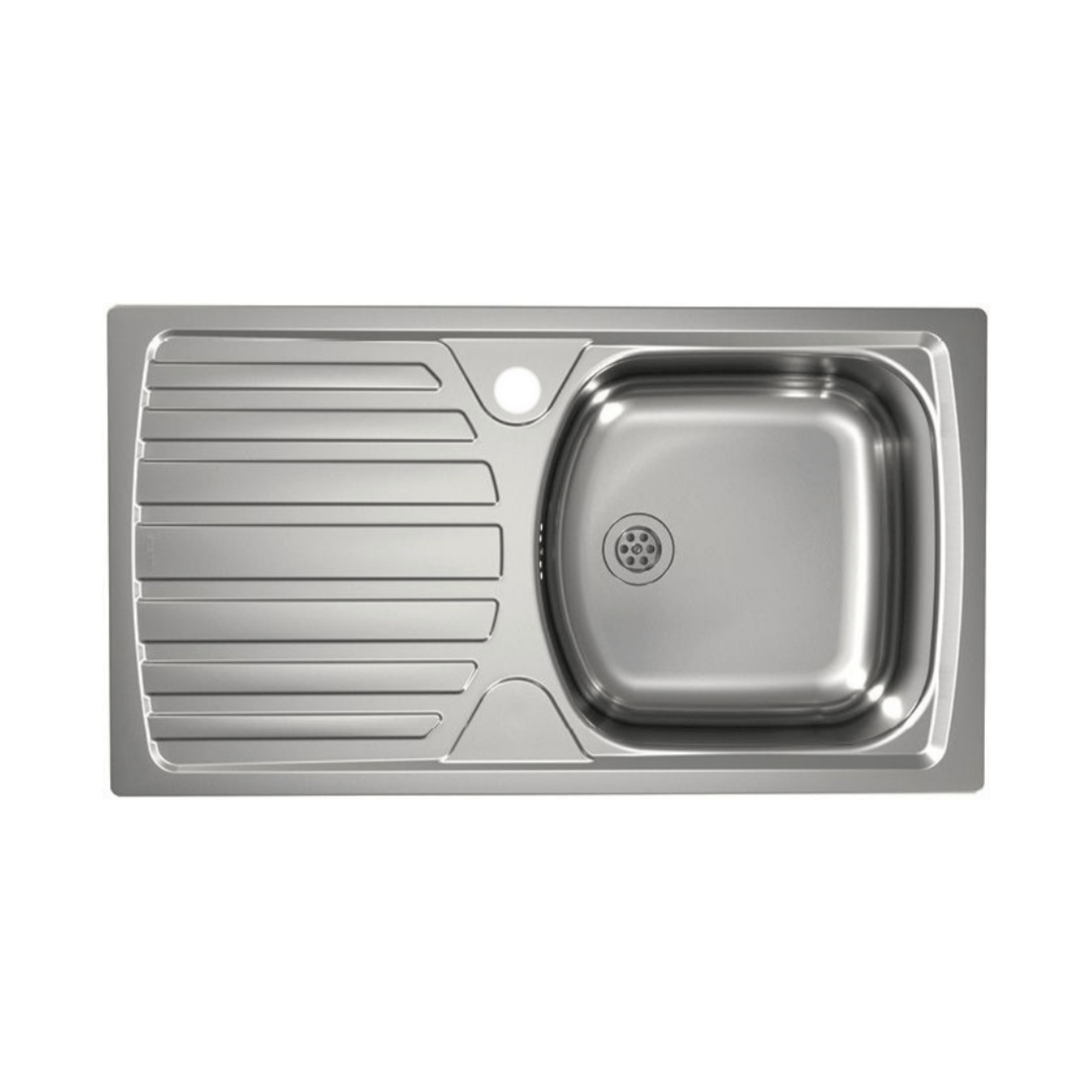 Image of Vbchome Stainless Steel Sink 78 X 44 Cm Built-in Sink With Faucet Hole, Left-side Drainer, Camping Kitchen Sink, Drain Fitting For 71