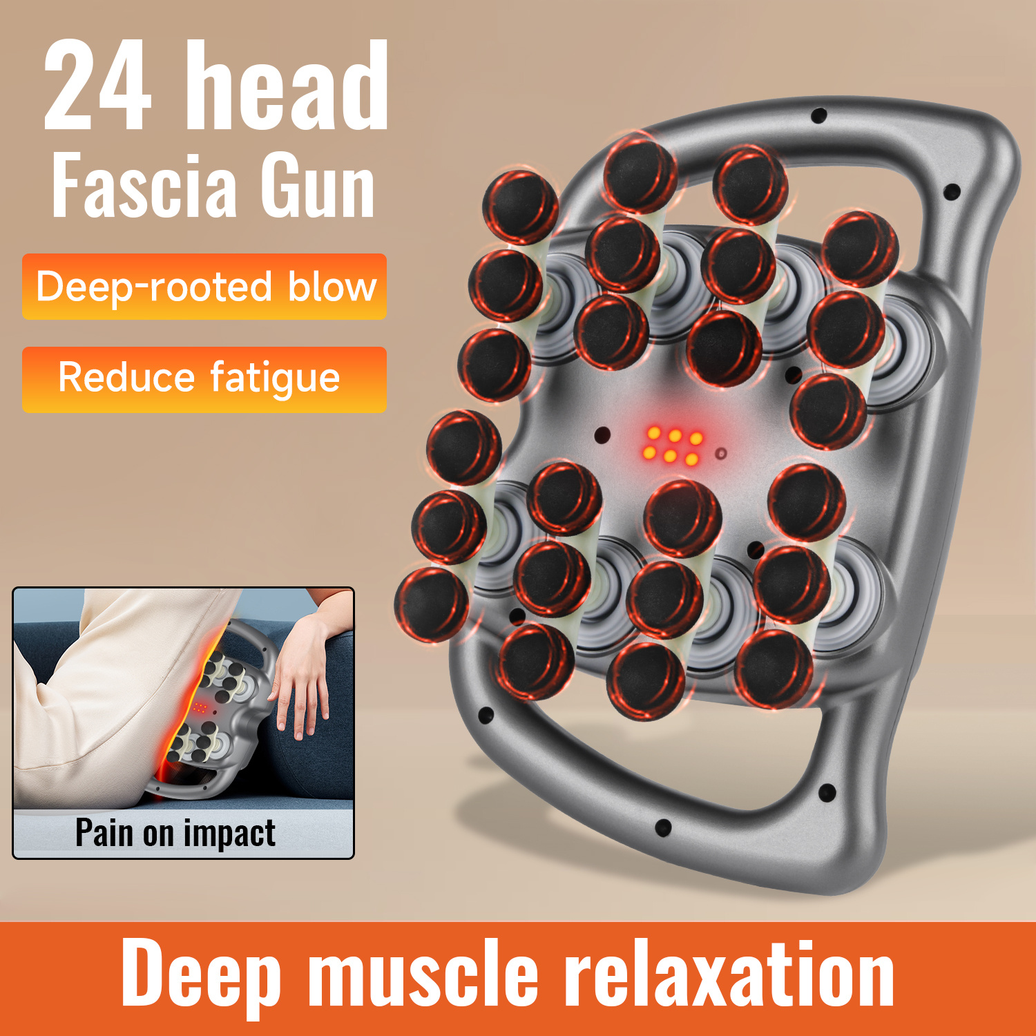 1pc 24 Head Massage Gun, With 9   99 Gear  , Electric Massager Tool For Legs,  , Waist, Back, Buttocks, Fascia Gun Muscle Massager, High Frequency Full   Massage Machine