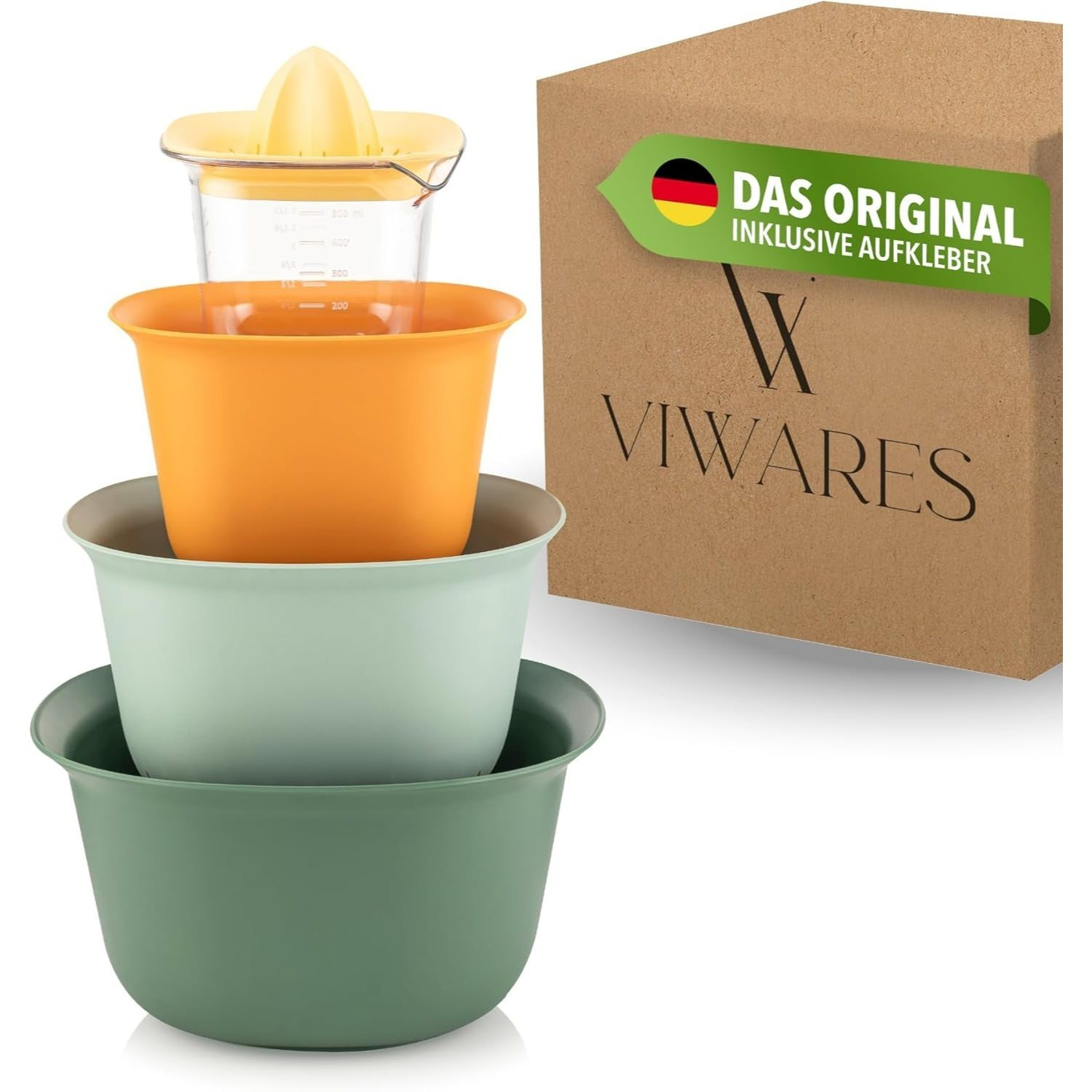 Viwares Bowl Set With 2x Mixing Bowls, 1x Colander Bowl & 1x Citrus Press - Plastic Mixing Bowl Set For Salad, Chips & Storage – Plastic Salad Bowl & Mixing Bowl Kitchen Set
