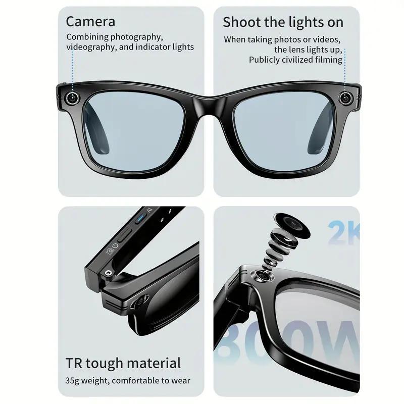 2025 AI Smart Glasses 8MP HD Camera Video Bluetooth Call Intelligent Translation 270mAh Battery Voice Assistant Music Sunglasses