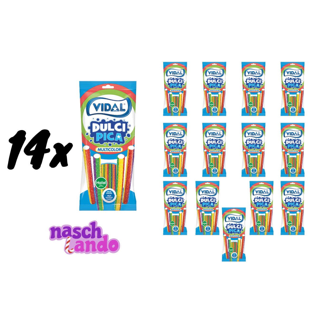 14x Vidal Halal Sour Rainbow Pens 90g