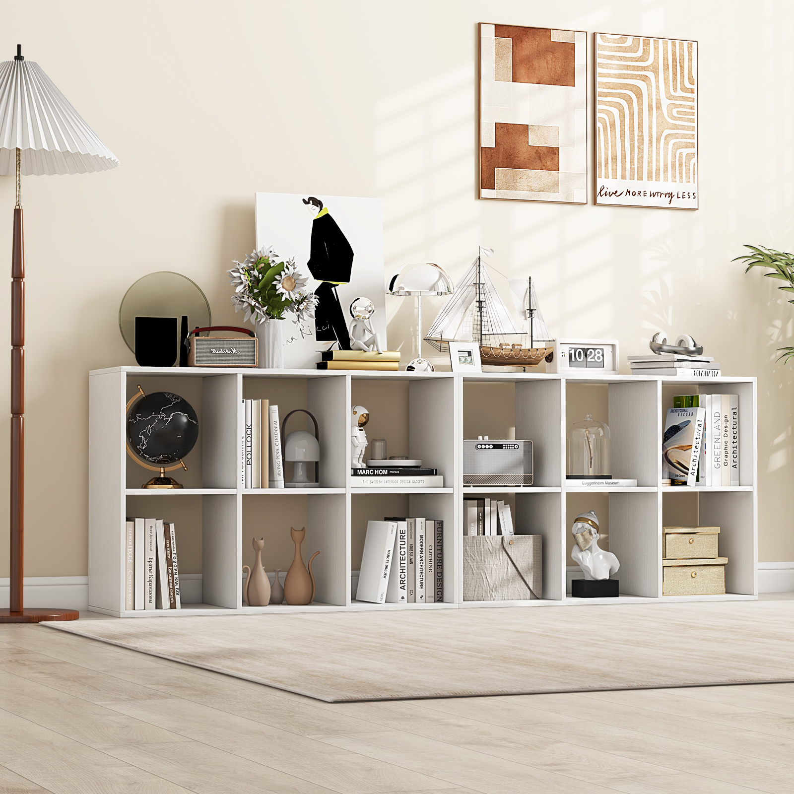 6 Cube Open Bookshelf, Open Back Decorative Cube Storage Organizer With Anti-toppling Devices And Non-slip Foot Pads
