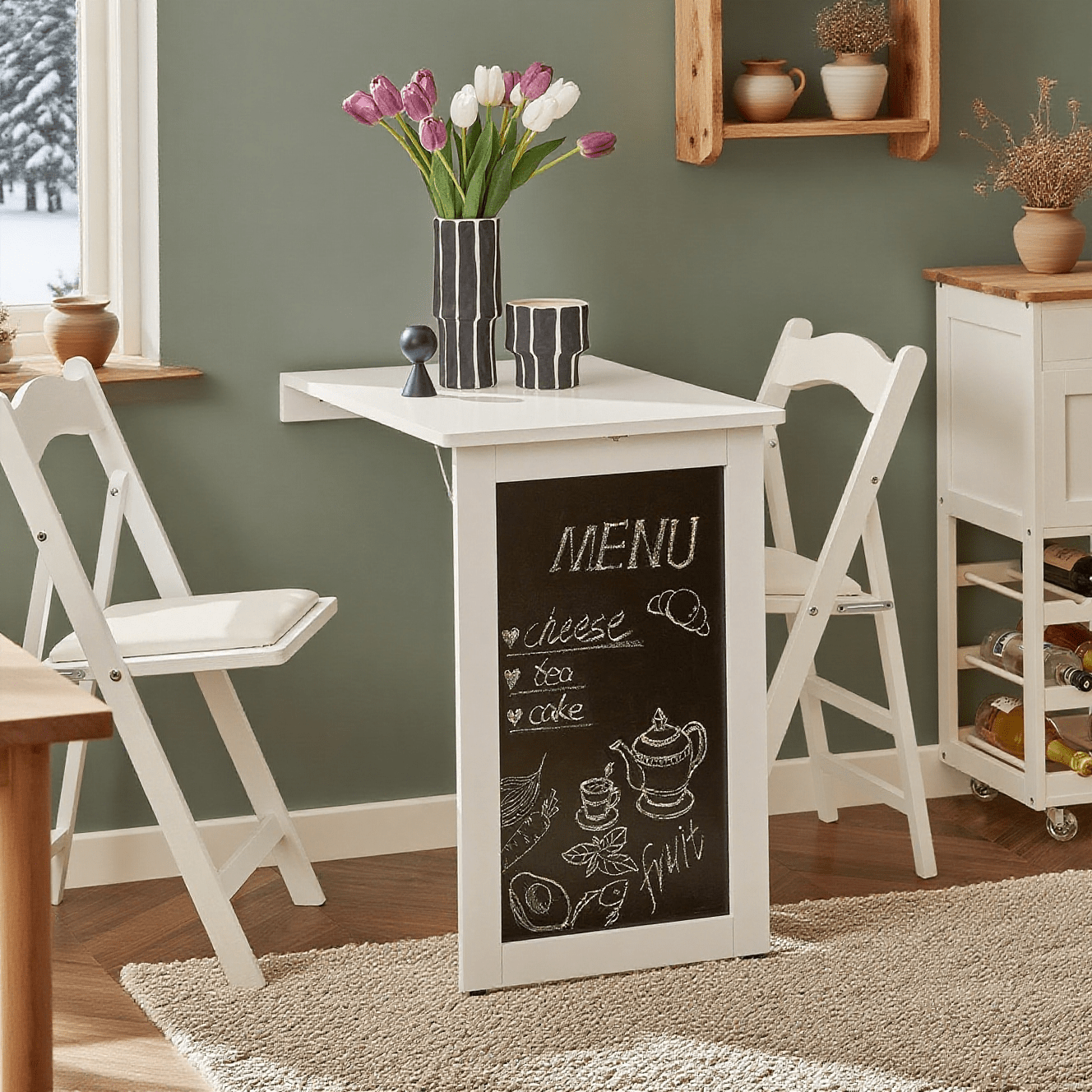 Folding Wall Table, Drop-leaf Table, Kitchen Table, Desk With Memo Panel, Space- Foldable Board For Small Kitchen, Office, Homes, White, 50x75x76cm Sobuy - Gxu31-x