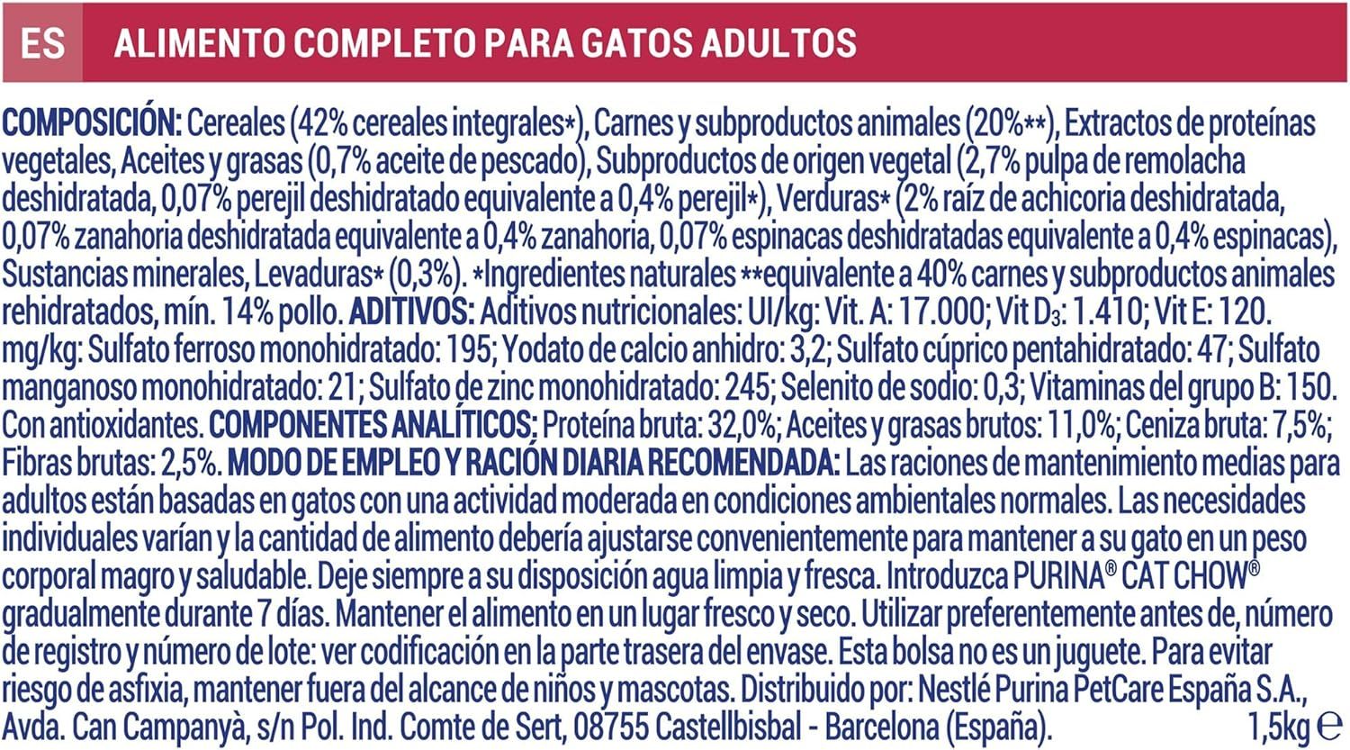 Purena Cat Chow Nourriture pour Chat Adulte UHT Urinaire au Poulet