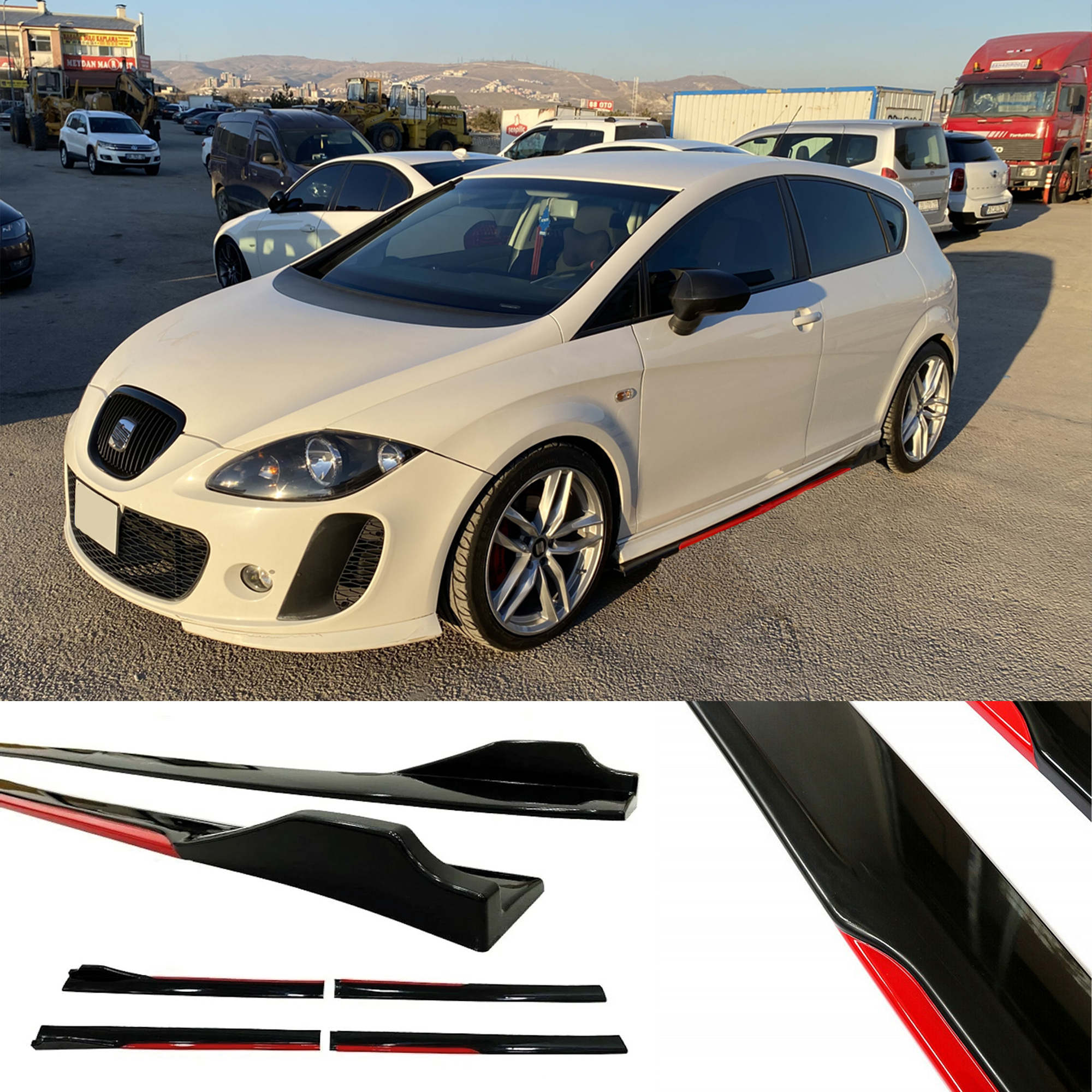 TEMU Modification universelle de voiture pour MK2 1P 2005-2012, jupes latérales universelles pour toutes , 8 pièces, tige d'extension, lèvre
