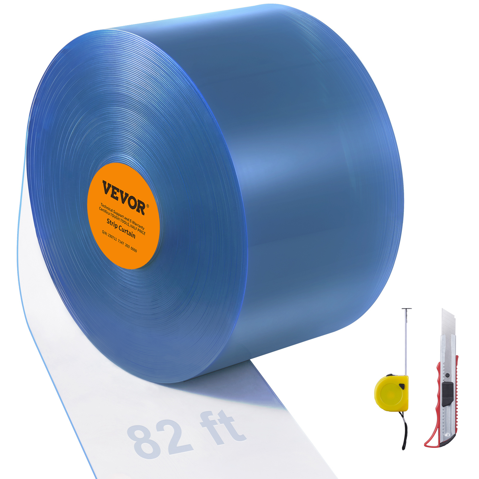 Vevor Strip Curtain Pvc Door Curtain 2499.4 Cm X 20.3 Cm Roll Cooler Freezer Clear Plastic