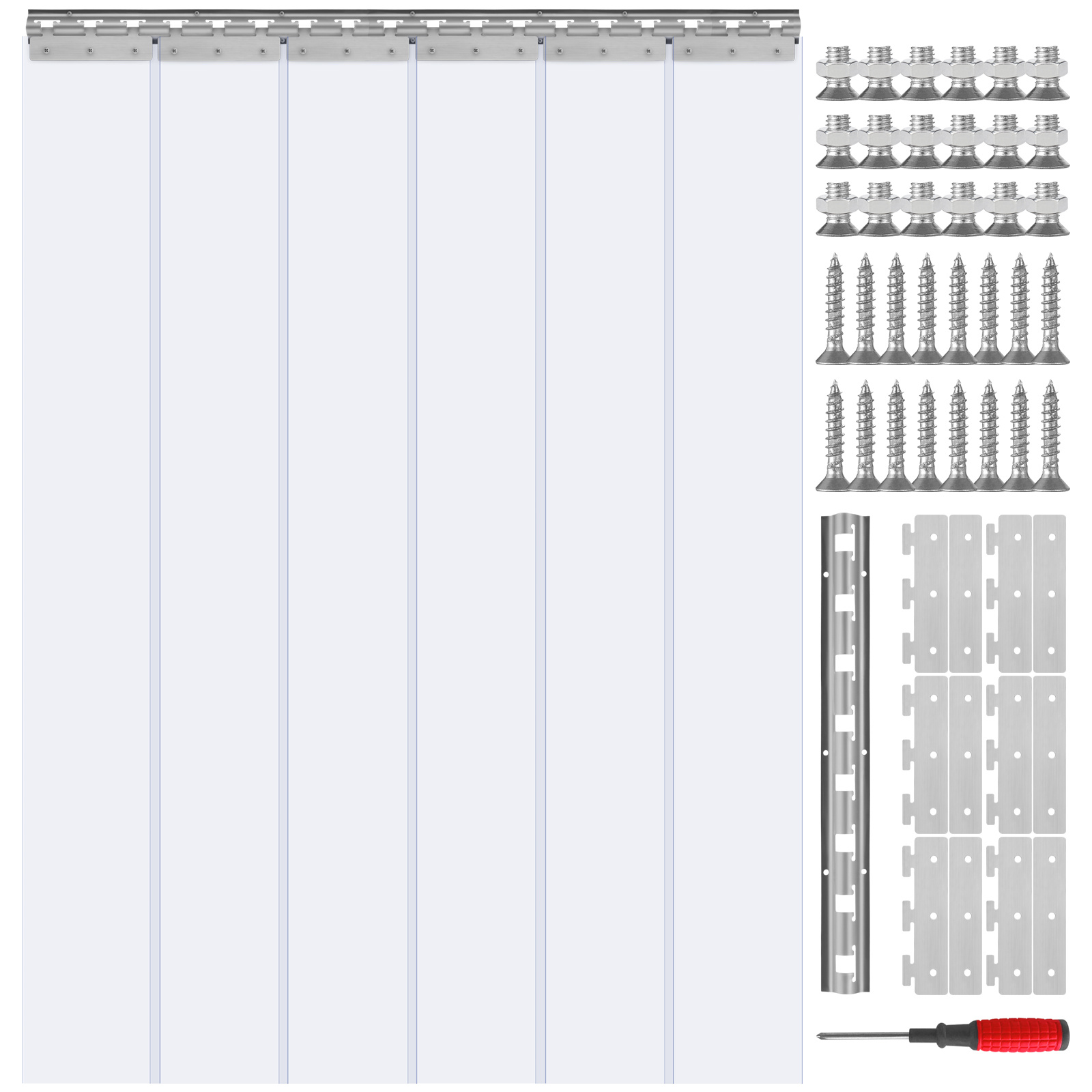 Image of Vevor Strip Curtain Pvc Door Curtain 96.5 Cm X 213.4 Cm Cooler Freezer Clear Plastic