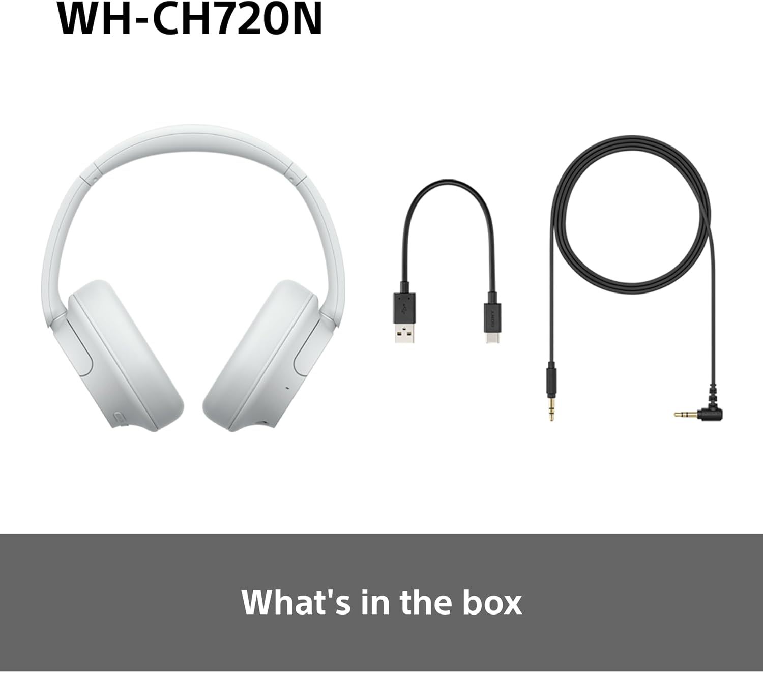 Sony WH-CH720N Wireless Bluetooth Noise Cancelling Over-Ear Headphones, Ambient Sound Mode, Lightweight Design, up to 50 hr battery life, iOS & Android - White