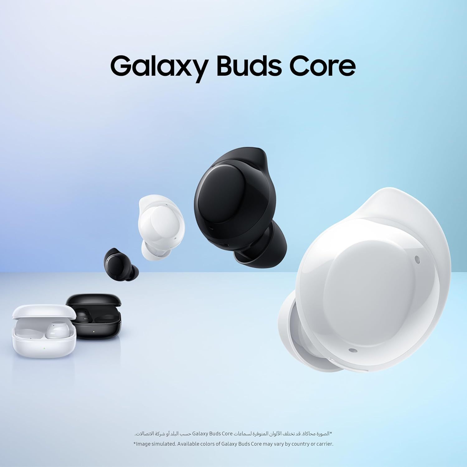 Samsung Galaxy Buds core with Active Noise Cancellation (ANC), long battery life, waterproofing, and Galaxy AI voice translation - Available in Black or White