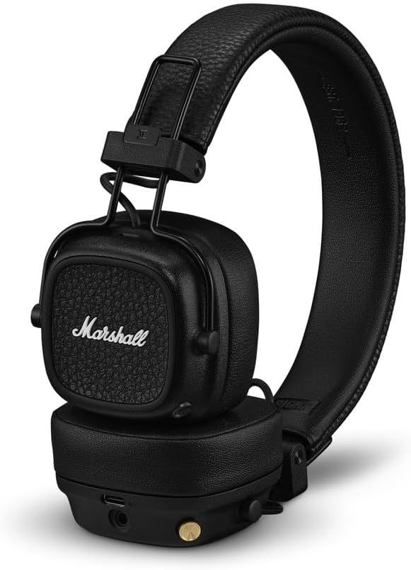 Marshall Major V B-tooth Wireless Headphones, 100 Hours playtime - Black / Brown / Cream