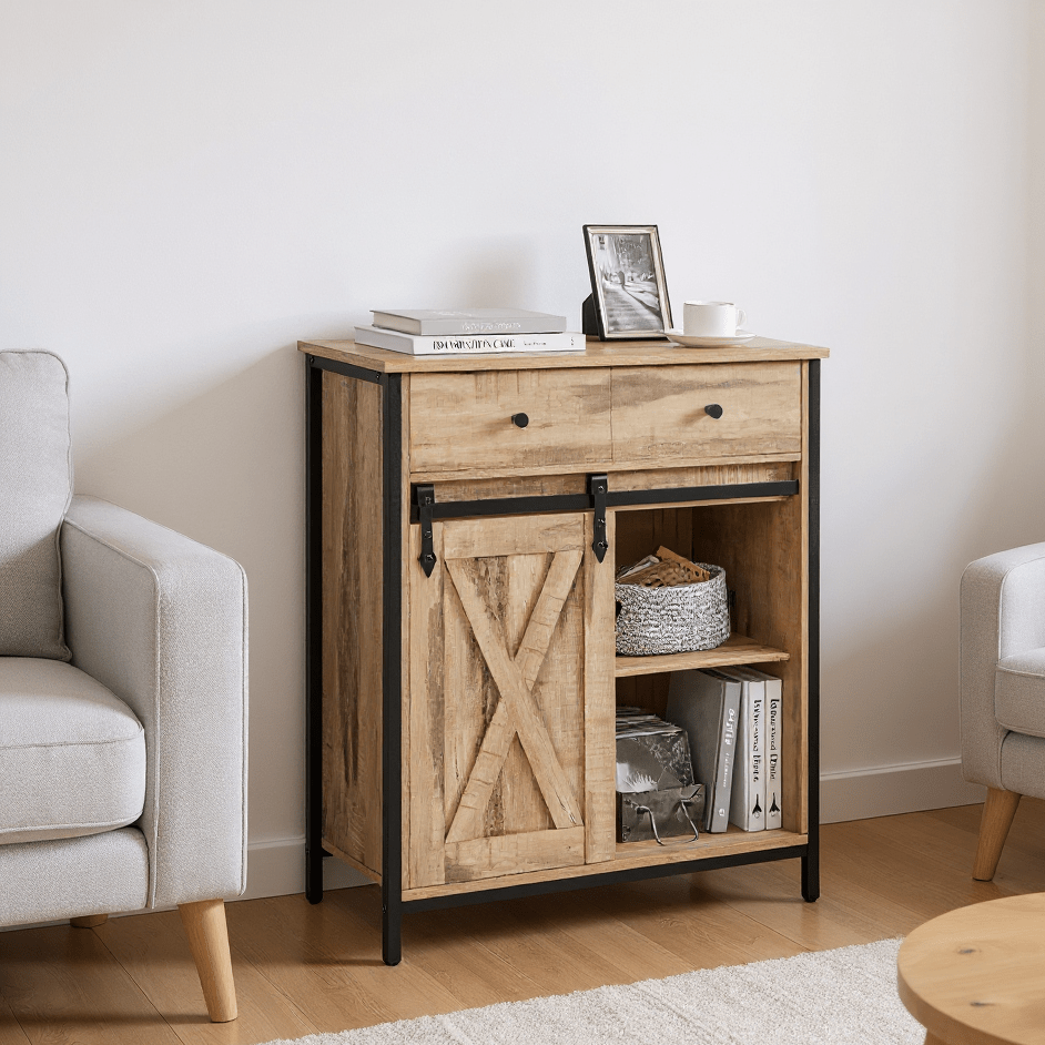 TEMU Buffet de cuisine, Commode de rangement avec porte coulissante, tiroirs, étagères modulables, dimensions 30 x 70 x 80 cm, adapté