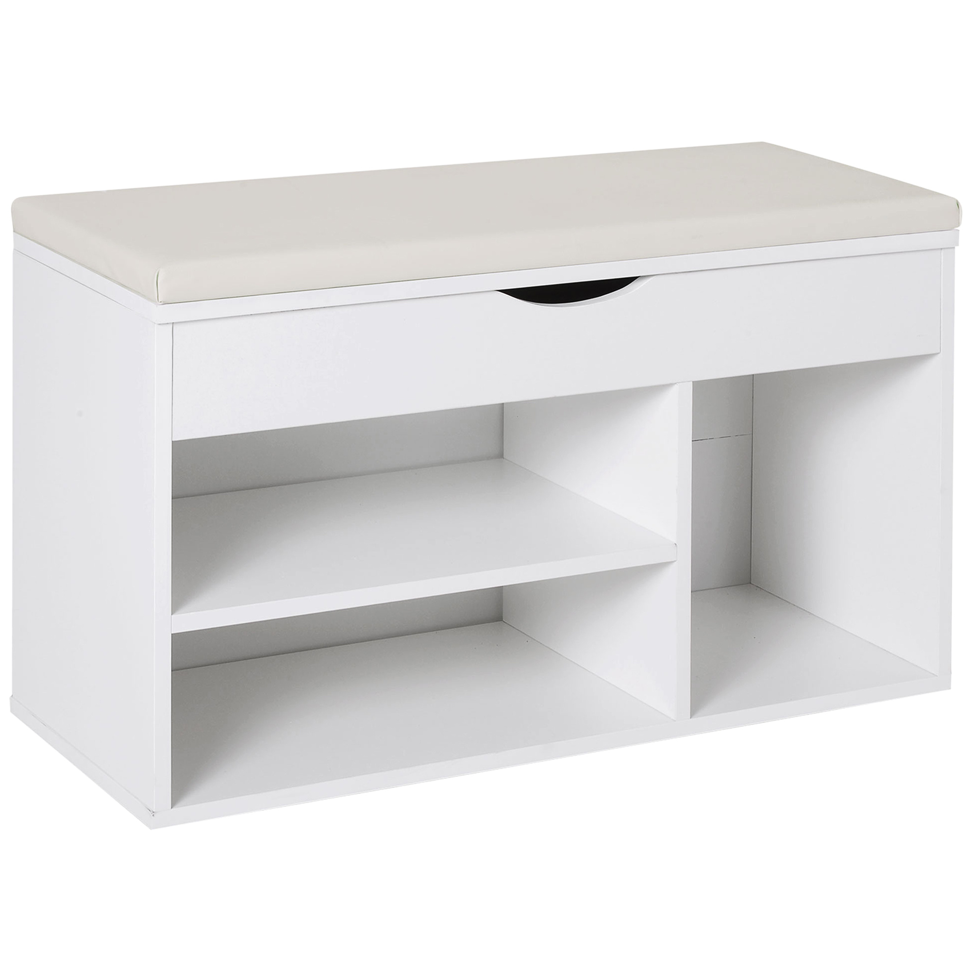 TEMU HOMCOM Zapatero con Asiento Zapatero de Entrada Recibidor Moderno con Cajon Estantes Abiertos y 1 Cojin para Pasillo 80x30x47cm