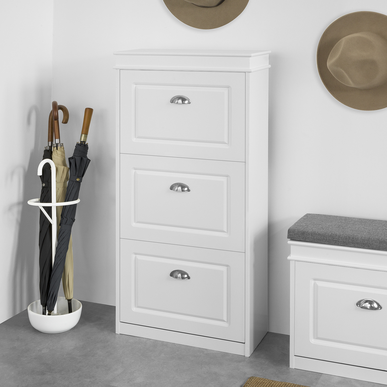Image of Sobuy Fsr94-sch Shoe Storage Cabinet, Shoe Wardrobe, Shoe Dresser With 3 Flip-down Doors