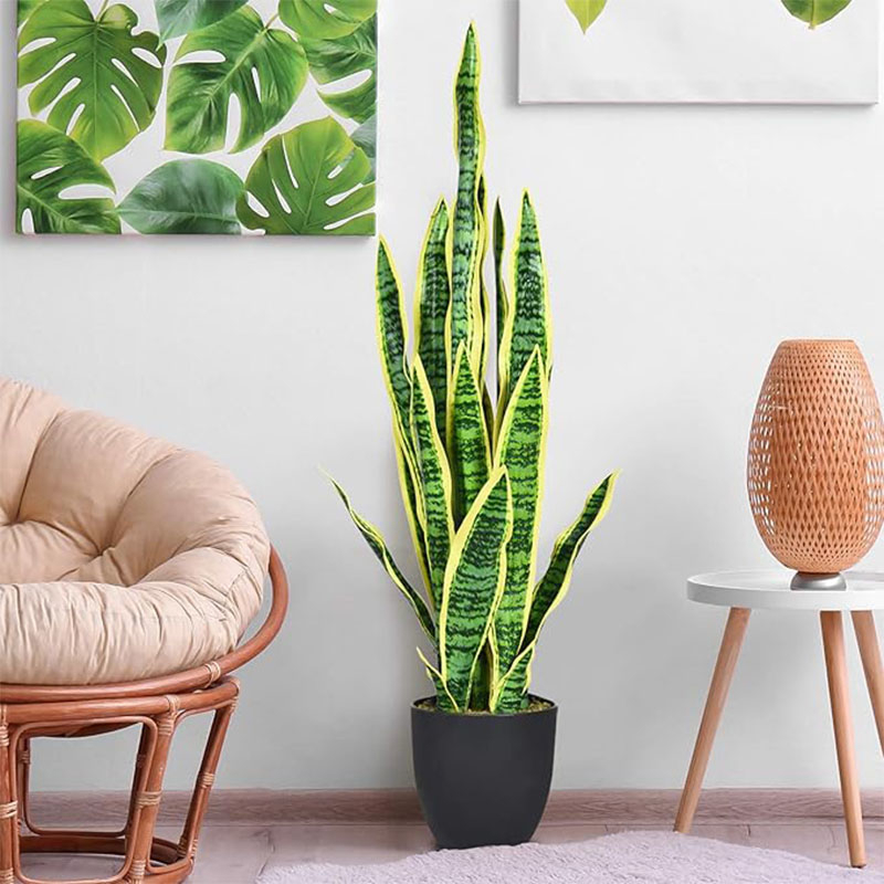 Image of Artificial Plant 90 Cm Fake Sansevieria With Stable Pot And 20 Leaves, Perfect Agave Fake Plant