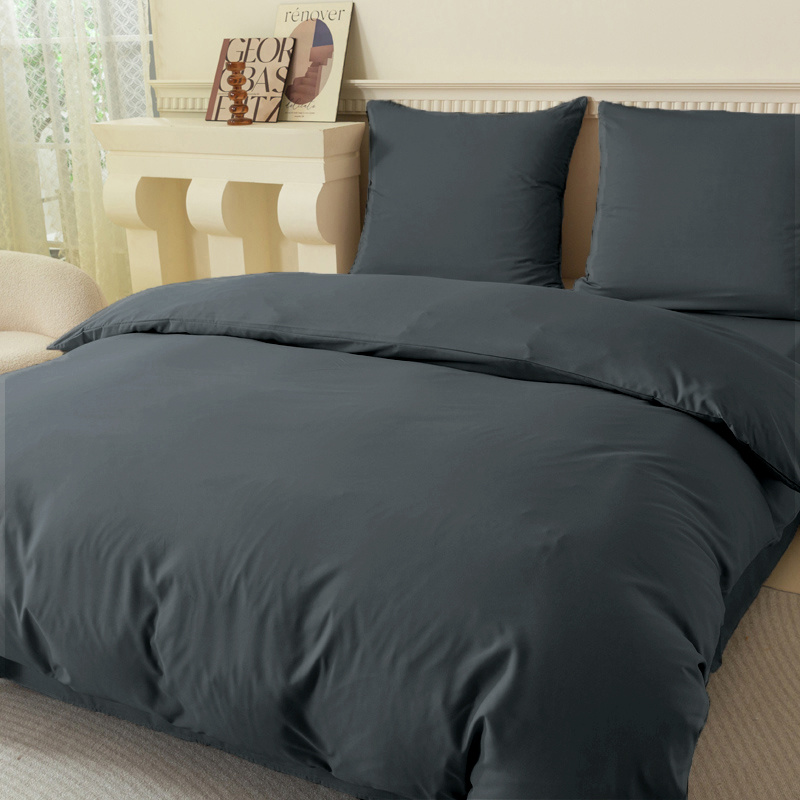 Image of Gray Two-person Bedding Set With 2 Pillowcases, 70x80, Metal Zipper, Basic Design