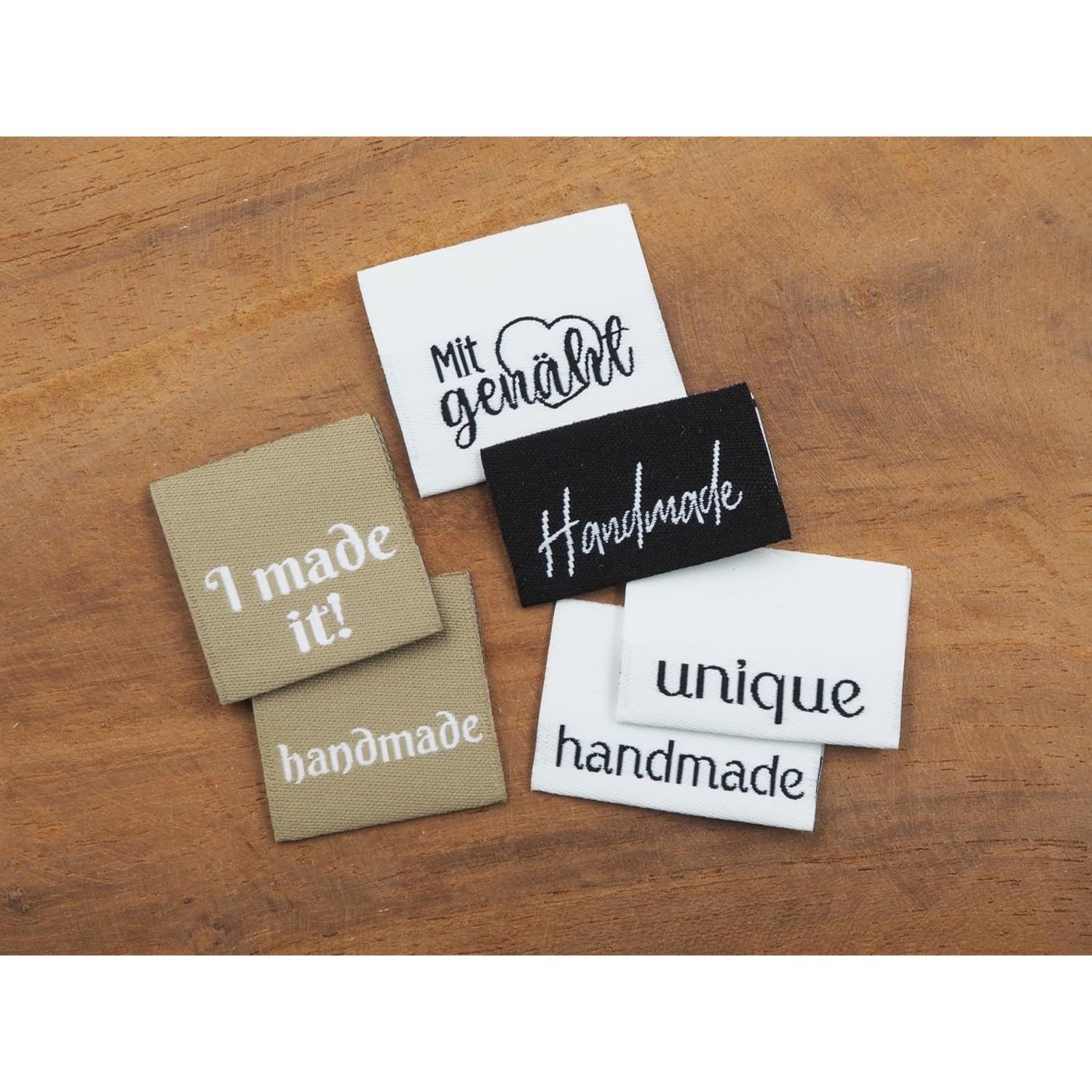 Image of 60-piece Sewing Labels, Colorful Polyester Woven Tags, Handmade, Love, Easy To Sew And Use For , Bags, Hair Accessories, And Wallets, Sewing Accessories