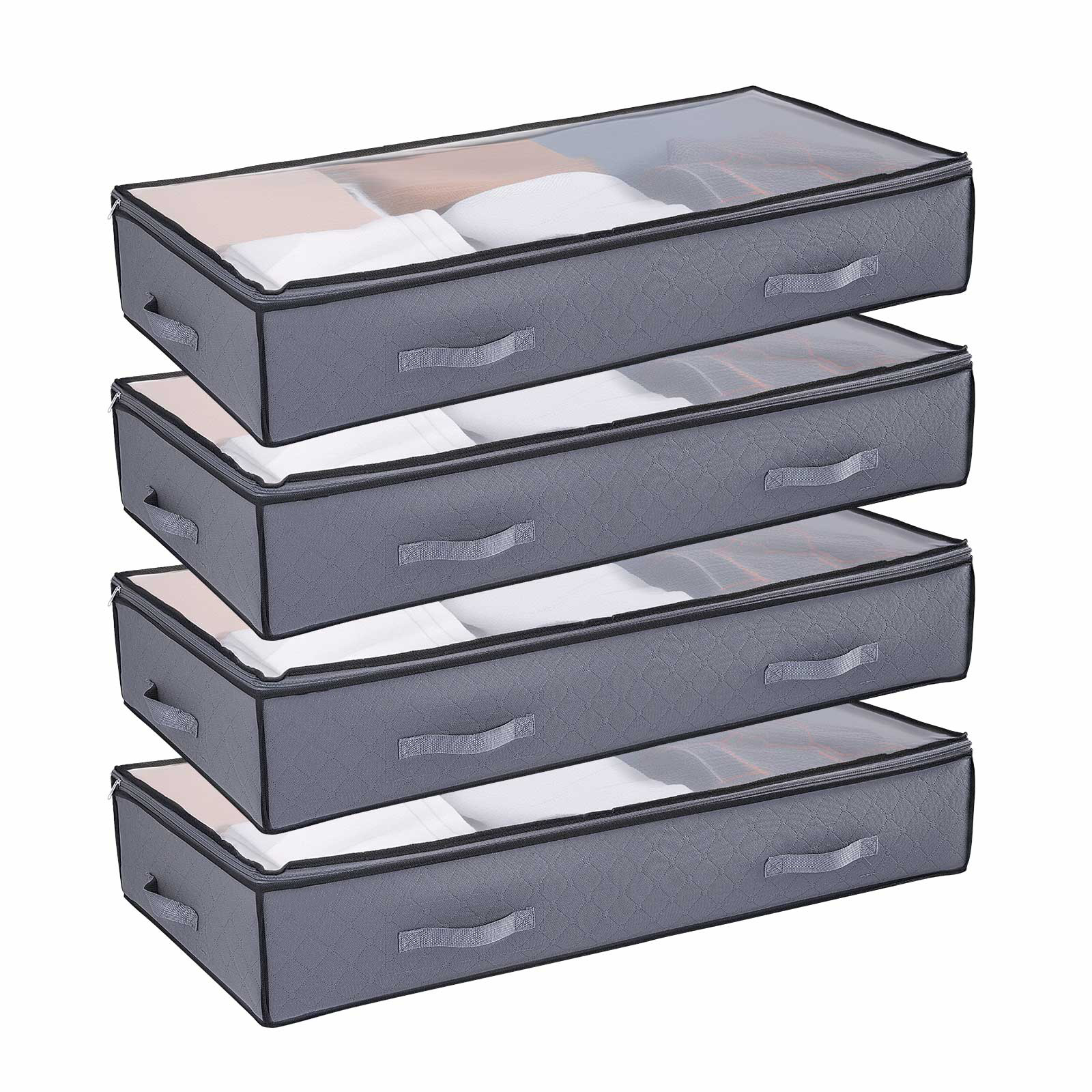 Vevor Under Bed Storage 90l Stackable Shoe Organization Box With Clear Lid 2pack