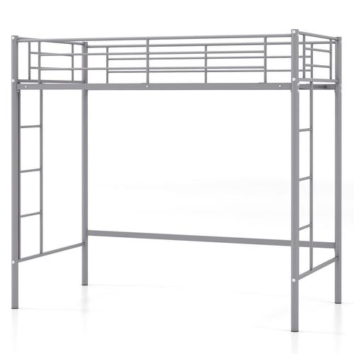 metal loft bed space saving loft bed frame with 2 ladders silver