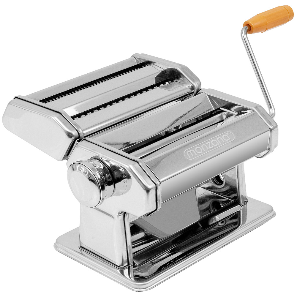 TEMU MONZANA® Máquina Manual de de Acero Inoxidable, Varios Niveles de Masa, Mesa de Rodillo, Abrazadera, Manivela para Espaguetis, Lasaña, Planos,