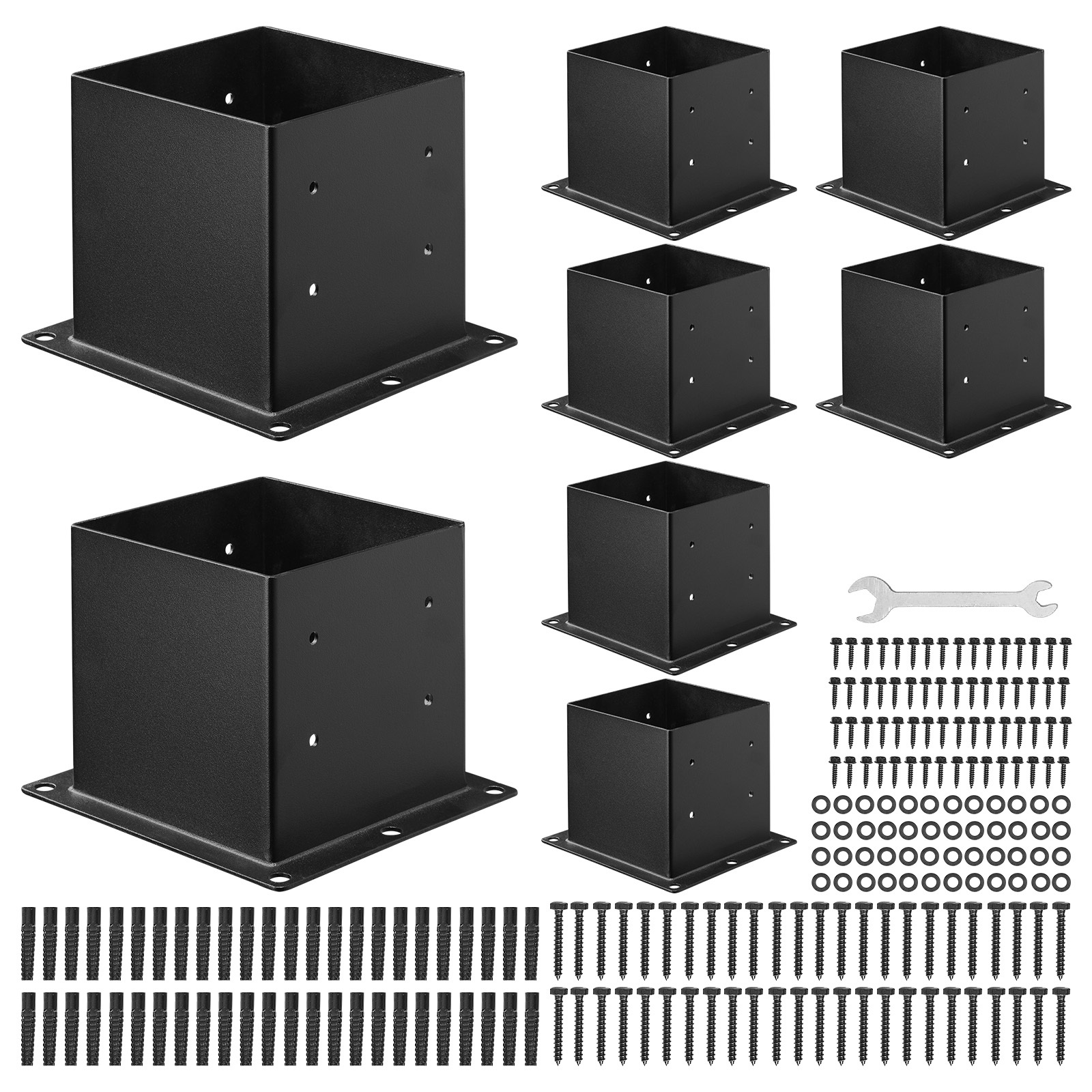 Vevor 8pcs 4x4 Post Base Bracket Wood Fence Post Anchor Inner Size 3.6x3.6 In