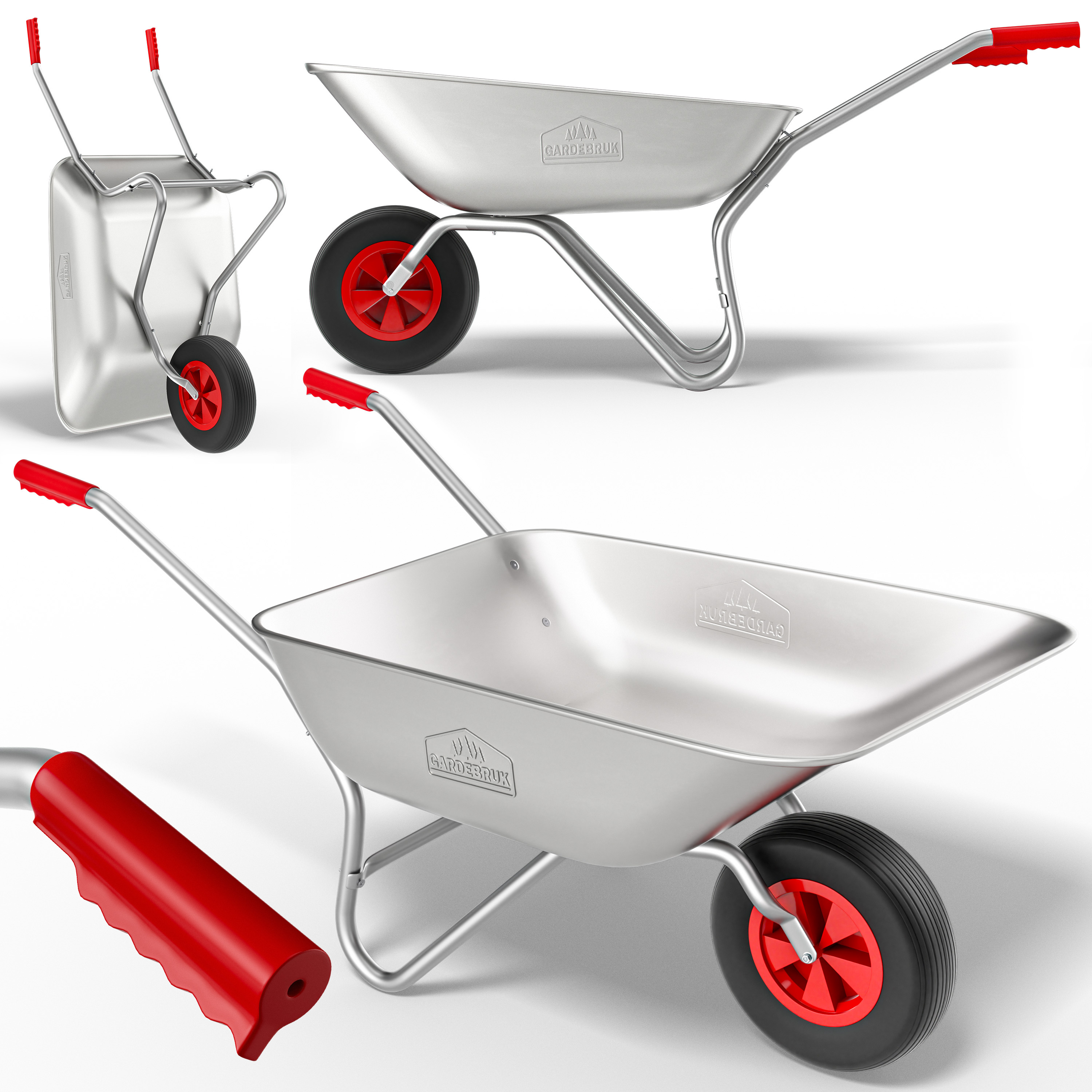 TEMU Gardebruk® Wheelbarrow Dump Cart Construction 80l Galvanized Lightweight 80kg Load Capacity Rubber Handles Garden Cart Hand Trolley Push Cart