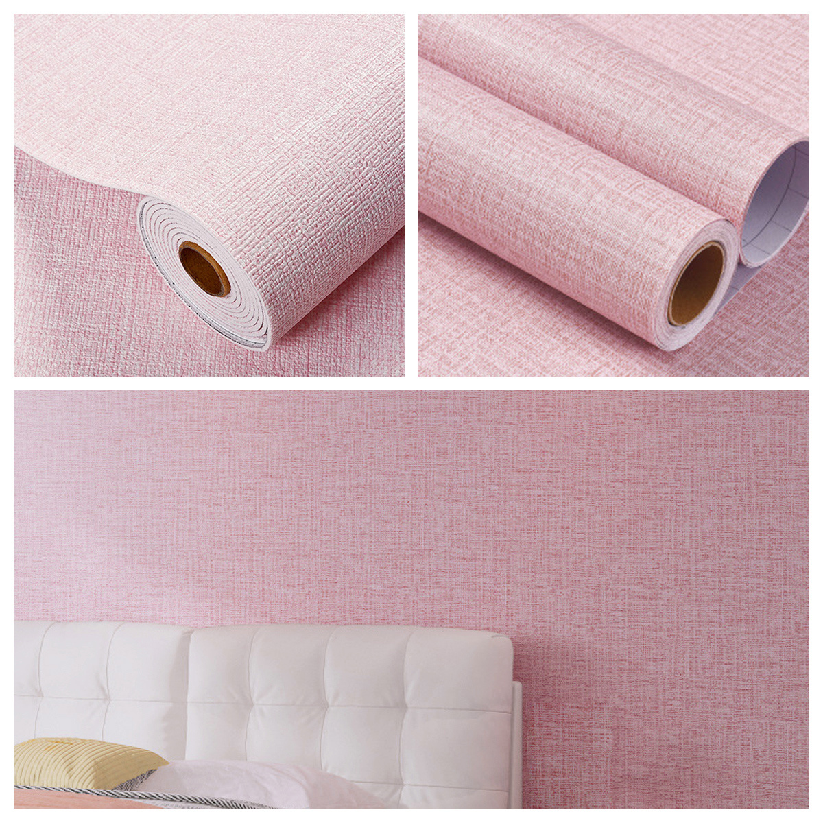 Image of ® Wallpaper, Waterproof Wallpaper Self-adhesive With Diatomaceous Earth Structure And Linen Structure Made Of Plastic, 50l X 280b Cm, Modern Wall Wallpaper For Bedroom, Living Room, Kitchen.
