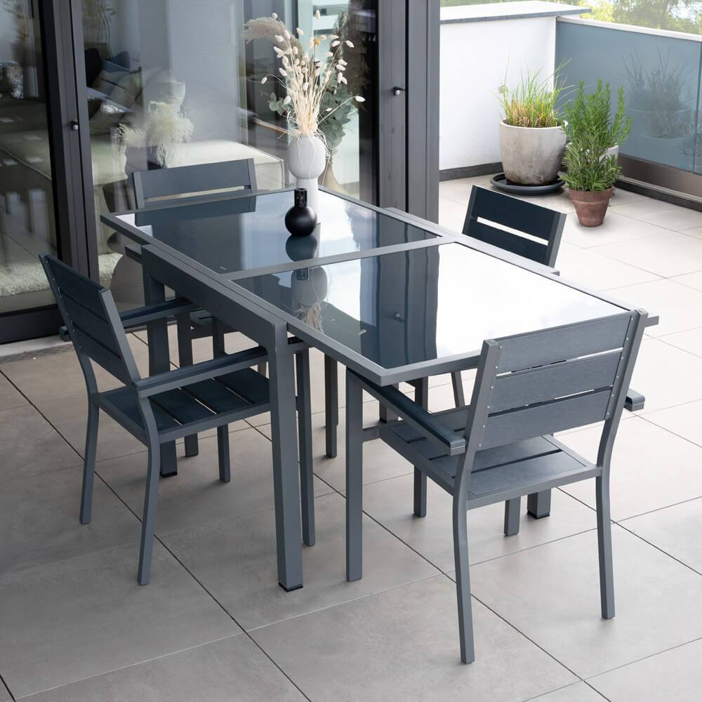 Image of - Extendable Garden Table - Verano - . 90(180)x90x75 Cm - Including Accessories | Lounge, Garden Furniture, Garden Table, Balcony Table