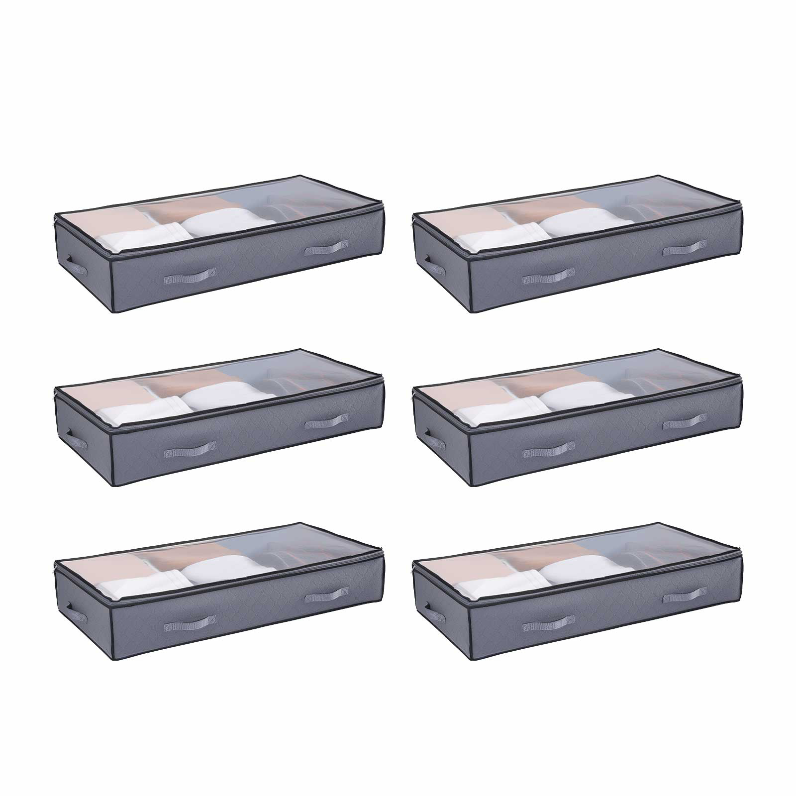 Vevor Under Bed Storage 90l Stackable Shoe Organization Box With Clear Lid 6pack