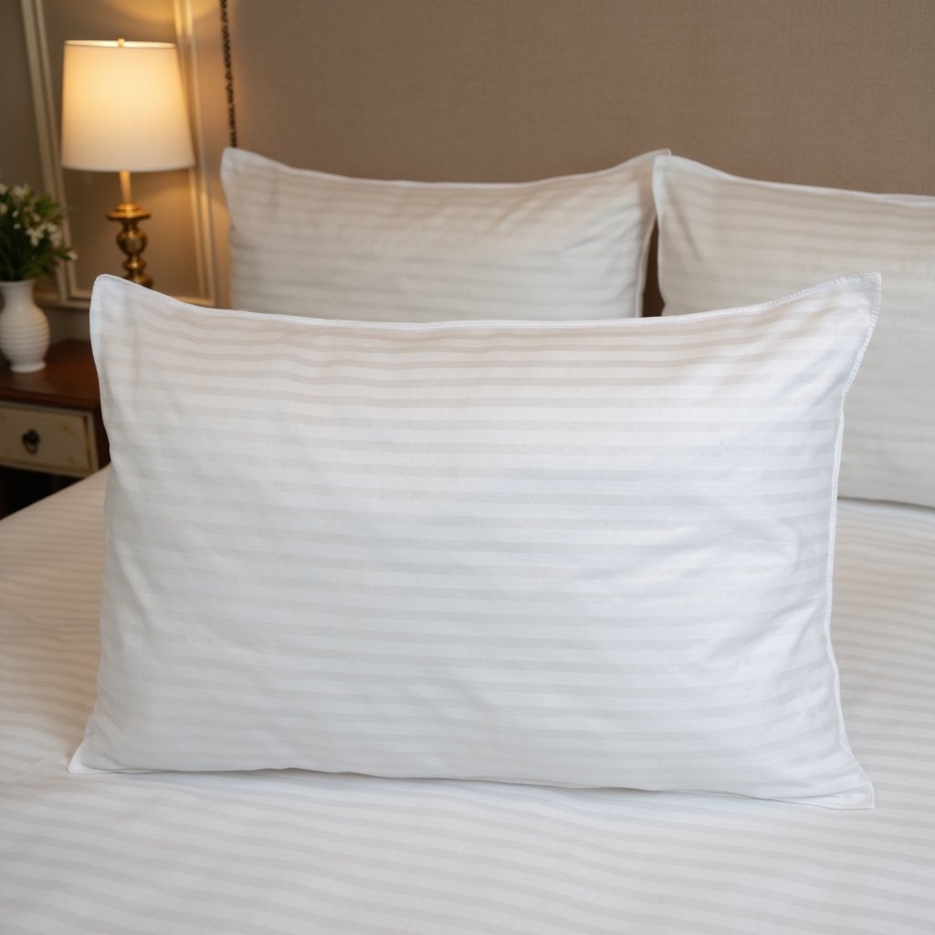 4 Pack-Hotel Quality Stripe Pillows Bed Pillows | Extra Filled for Plush Comfort with Quick Rebound Bounce Back Support | Long-Lasting Shape Retention | LOCAL WAREHOUSE | UK BRAND