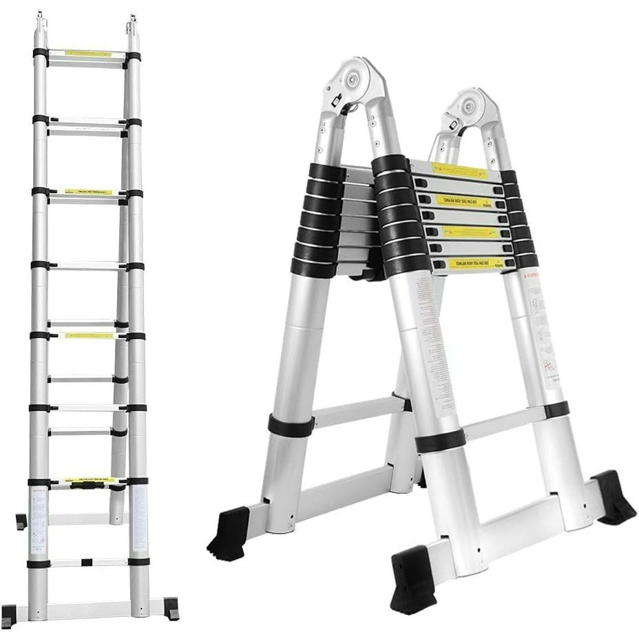 TEMU Telescopic Ladder Klappleiter Aluminum 5m Extendable Ladder, Non-slip Aluminum Ladder Step Ladder Ladder Aluminum Ladder, Telescopic Extendable
