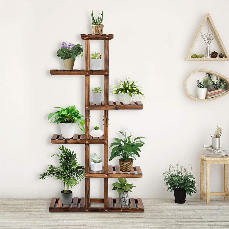 6 Tier Wooden Flower Rack, Plant Display Shelf, Flower Pot Storage Shelf, Sturdy Fir