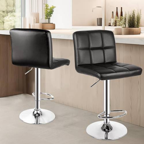 bar stools set of 2 360 swivel adjustable height barstools with waterproof pu leather upholstery heavy duty metal frame counter stools for kitchen square