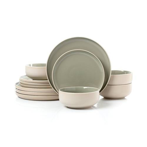 green and cream 12pcs dinner set