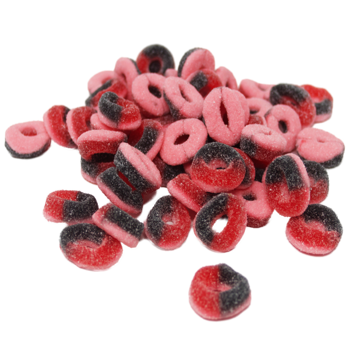 Image of Fruit Gum Black Currant Rings Sweet Sour Sugar-coated 1000g