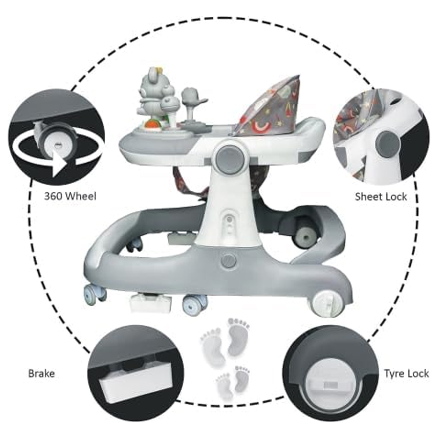 Yorkshire Homeware Foldable Baby Walker for Boys & Girls – Multi-Functional 3-in-1 Toddler Walker & Learning Chair with Detachable Seat Cover, Anti-Rollover Design, Adjustable Height, Musical Interactive Play Tray, Seated or Sit-to-Stand Baby Walker, Lightweight & Foldable for Easy Storage, Safe Infant Activity Walker for Early Development, Sturdy Frame Support, Smooth Wheels for Indoor Use, Baby Walking Aid & Playtime Entertainment