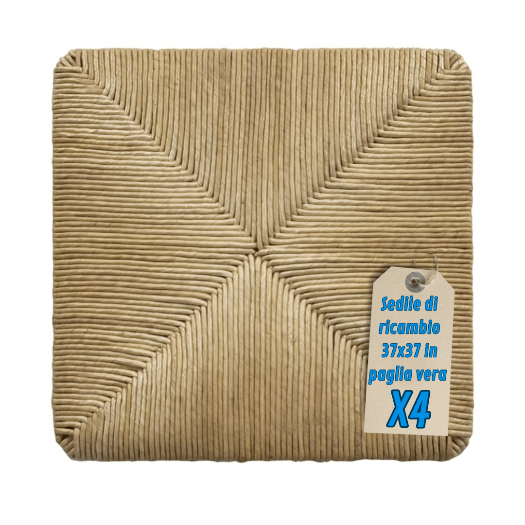 TEMU Replacement Seat Pads In Straw For Chair - 37x37 Cm - Set Of 4 - Wickerwork For Home And Restaurant Chairs - Comfortable And Resistant - Perfect