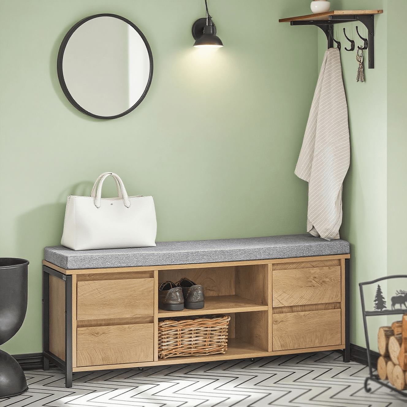 Image of Shoe Bench Shoe Cabinet With Seat Bench Shoe Chest Seat Dresser With Storage Space Shoe Rack With Seating Area Narrow Bench Natural Black Bht . 110x45x35cm Fsr149-n