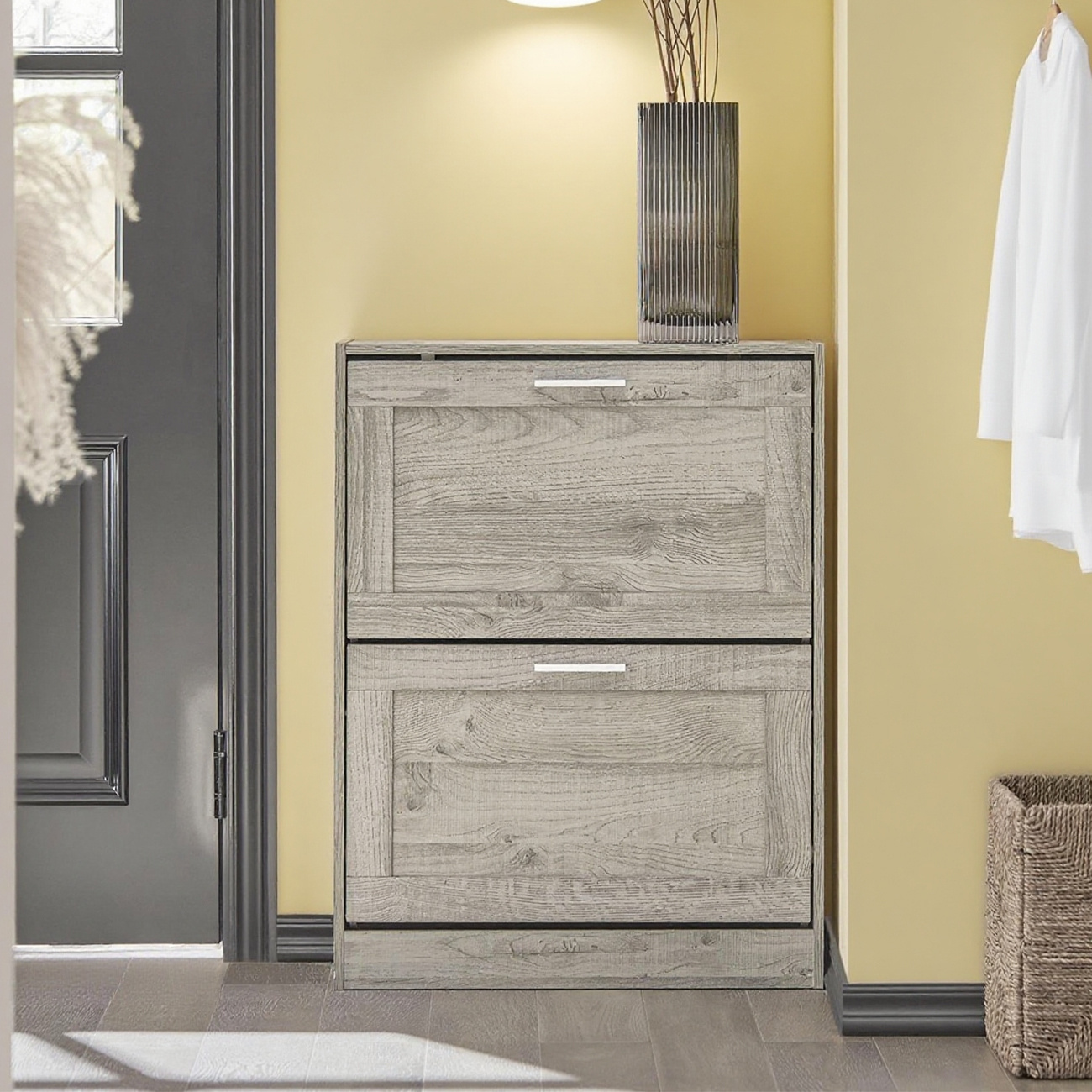 TEMU Scarpiera ribaltabile Scarpiera a 2 ribalte Portascarpe salvaspazio Slim, 60x23x79cm, Grigio, FSR137-HG SoBuy