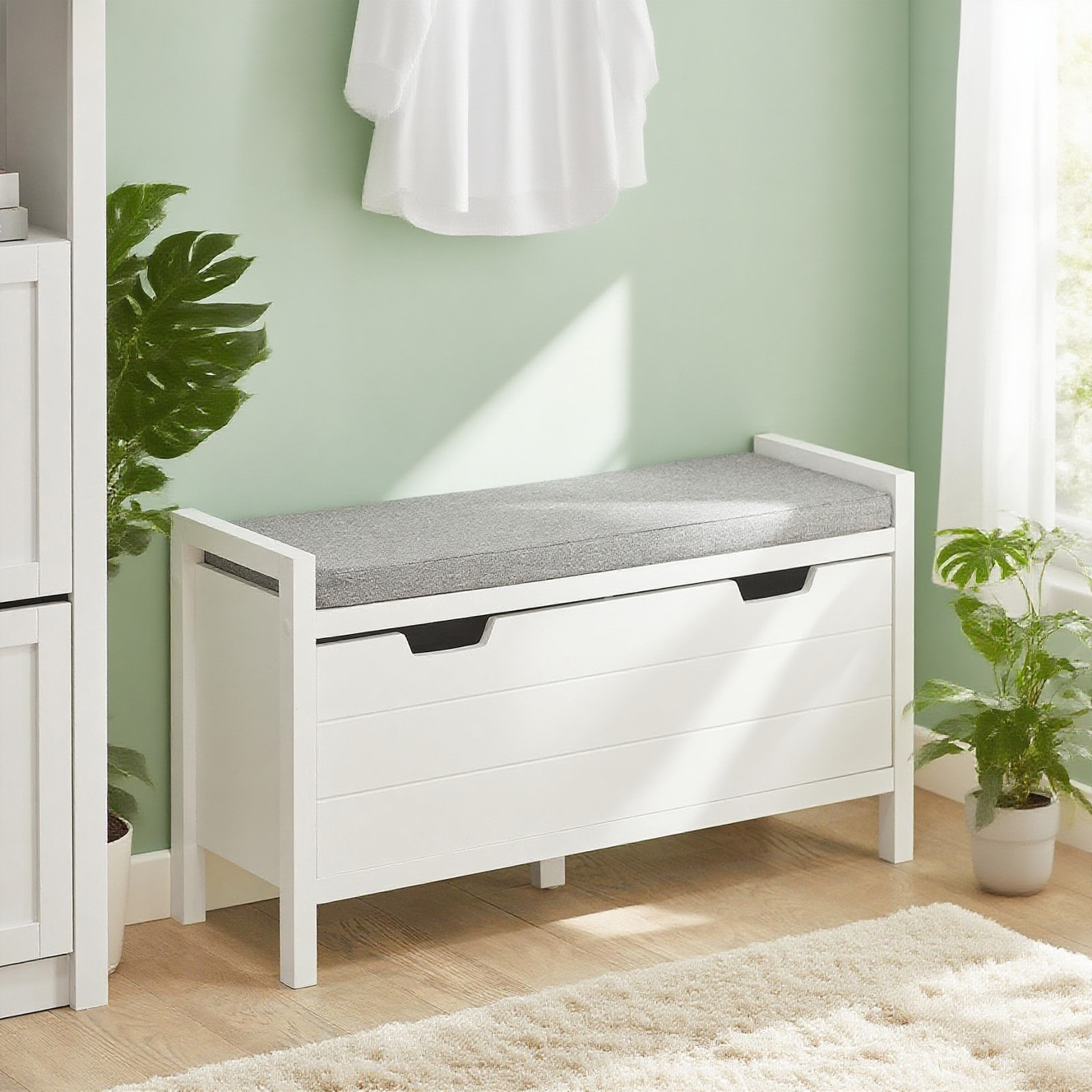 Image of 1pc Shoe Bench Entryway Furniture Shoe Cabinet With Padded Cushion And 1 Flap – 91 X 30 X 50 Cm Gts08-x