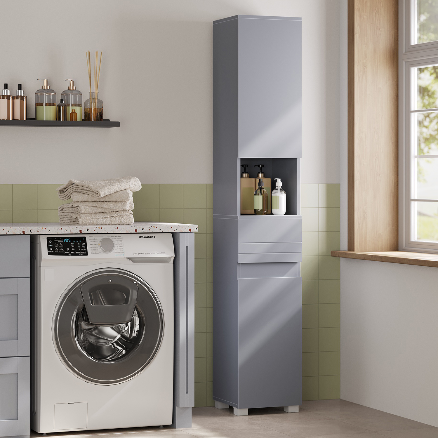bathroom cabinet adjustable floor bathroom furniture with drawers open compartment 30x30  cm