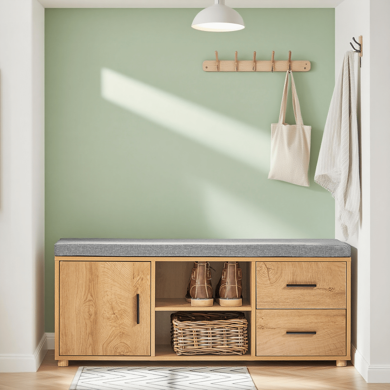 Image of Shoe Bench Shoe Shoe Cabinet Seat Cabinet With Storage Shoe Rack Bench Narrow Natural Bht . 110x47x35cm Fsr148-n